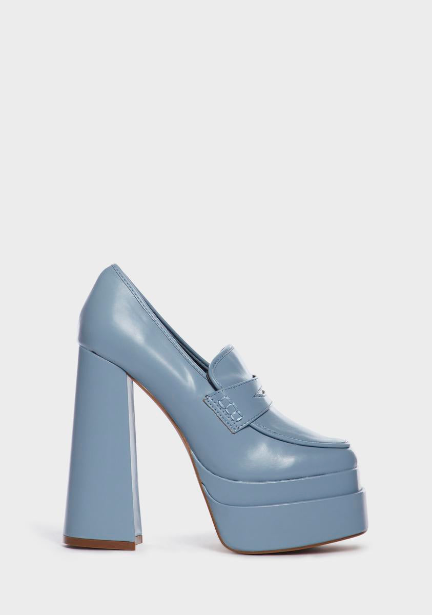 Powder Blue All Class Platform Loafers,New Products : American Fashion Style Bags On Sale