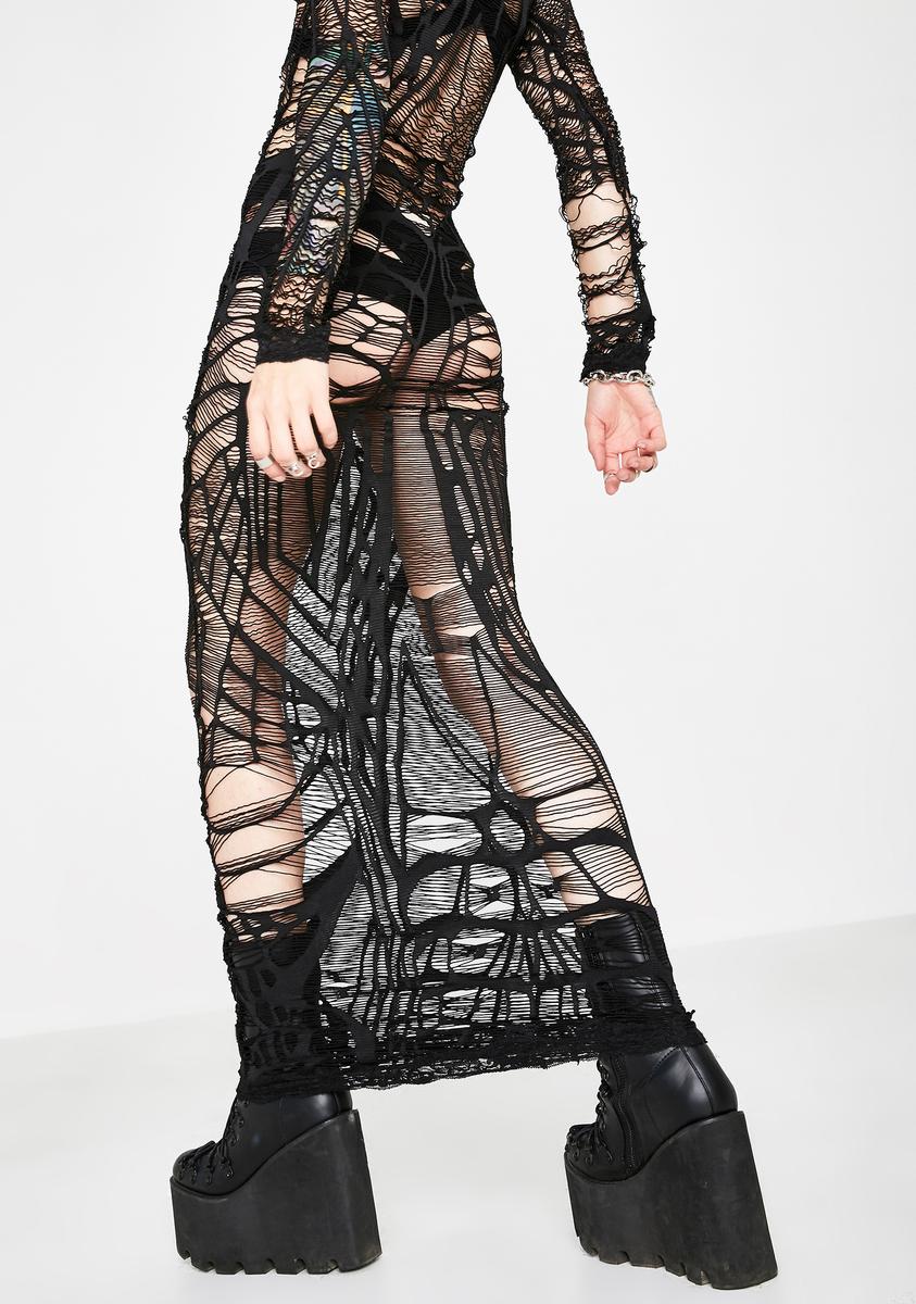 dollskill sheer dress Widow Sheer Chiffon Maxi Dress Black