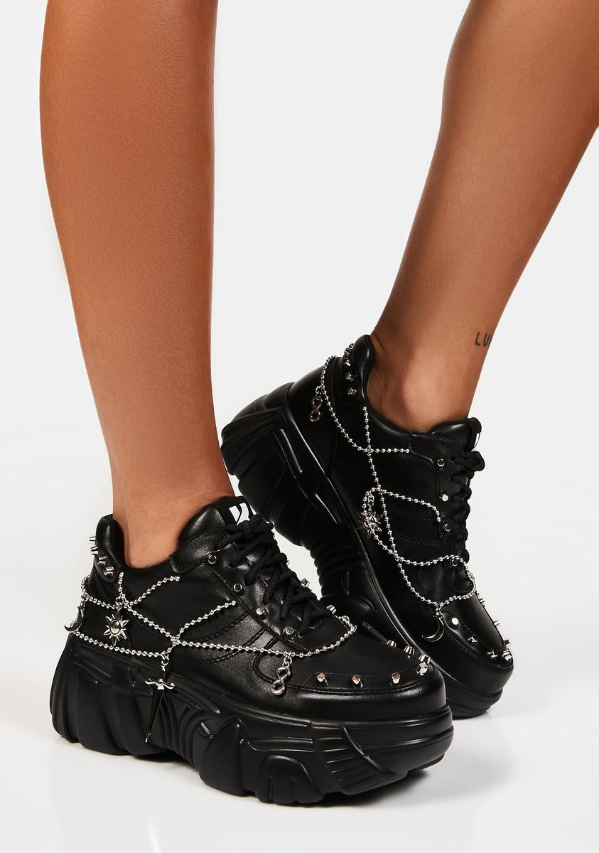 Koi Footwear Vegan Leather Studded Chain Charm Sneakers