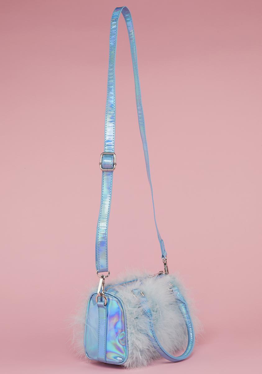 Sugar Thrillz Mini Faux Fur Crossbody Purse - Light Blue