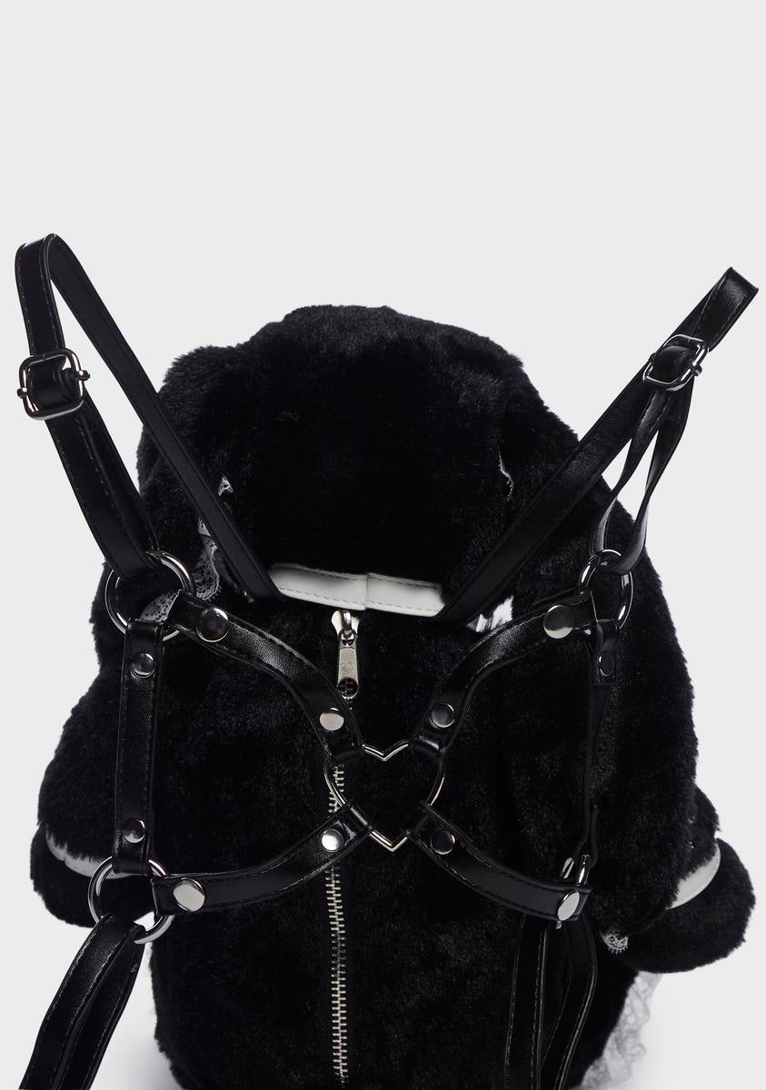 Widow Fuzzy Harness Bunny Backpack - Black