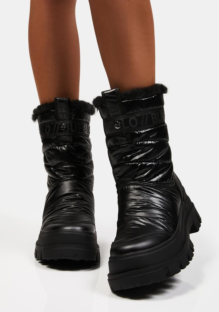 Buffalo Quilted Combat Boots - Black – Dolls Kill