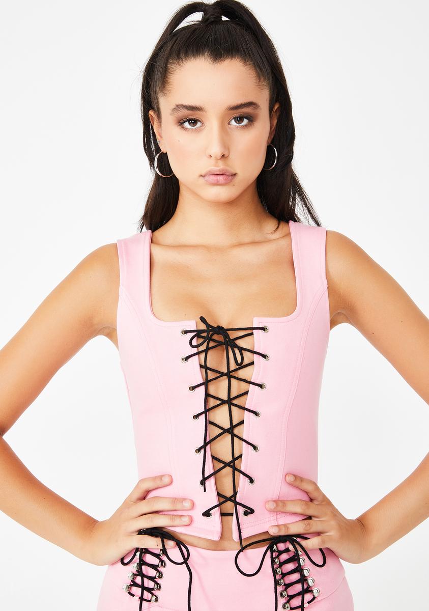 Pink Memphis Lace-Up Top I AM GIA,Specials : American Fashion Style Bags On Sale