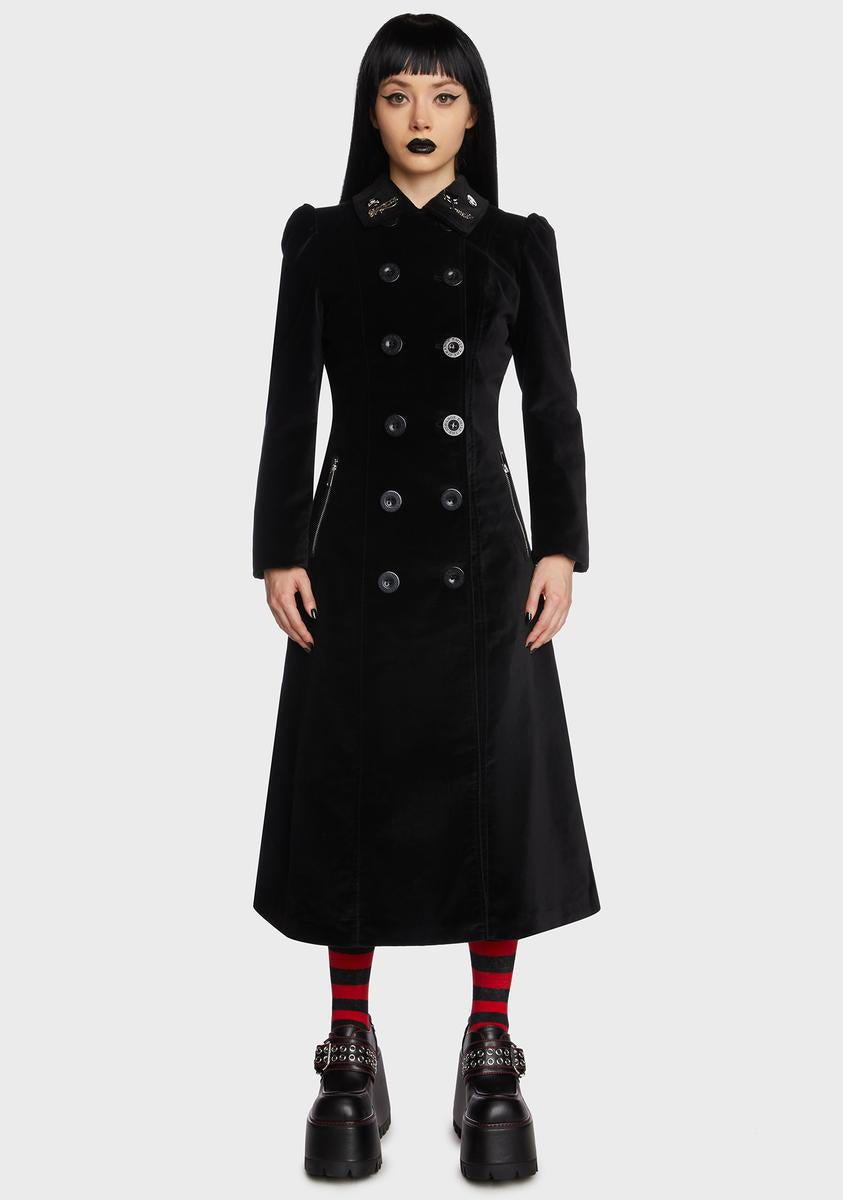Gothic Rebel Trench Coat Dolls Kill x Emily The Strange,New Products : American Fashion Style Bags On Sale