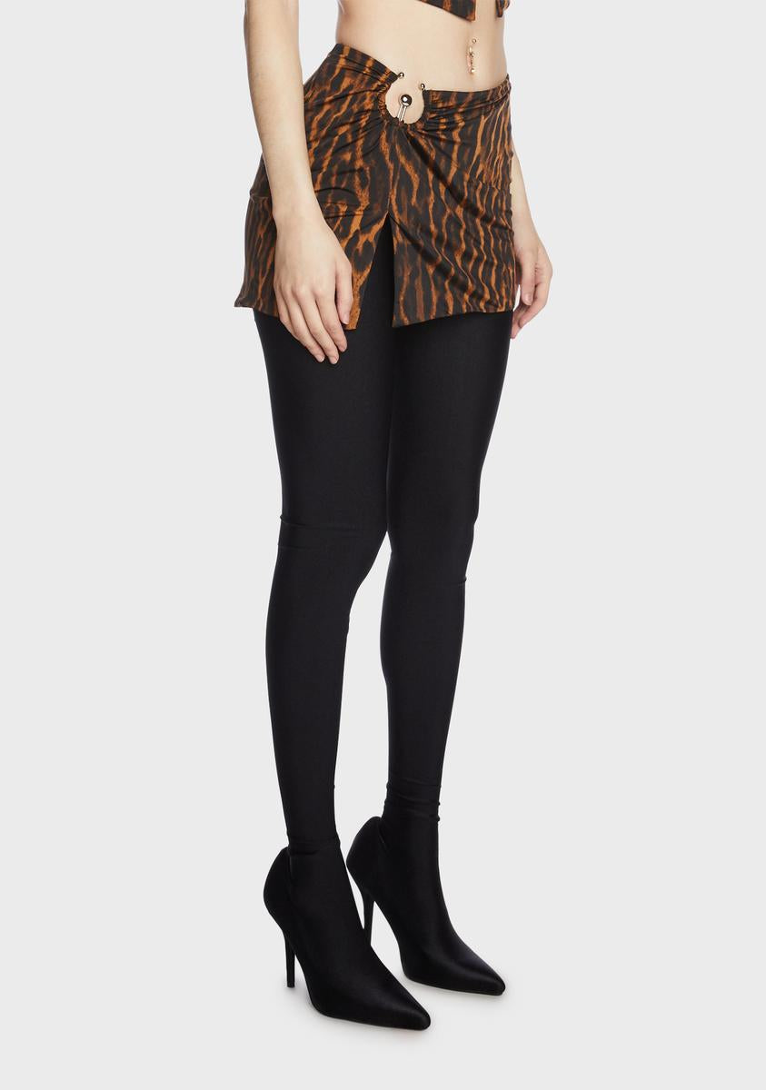 AFRM Low Waist Slit Bull Ring Mini Skirt - Leopard – Dolls Kill