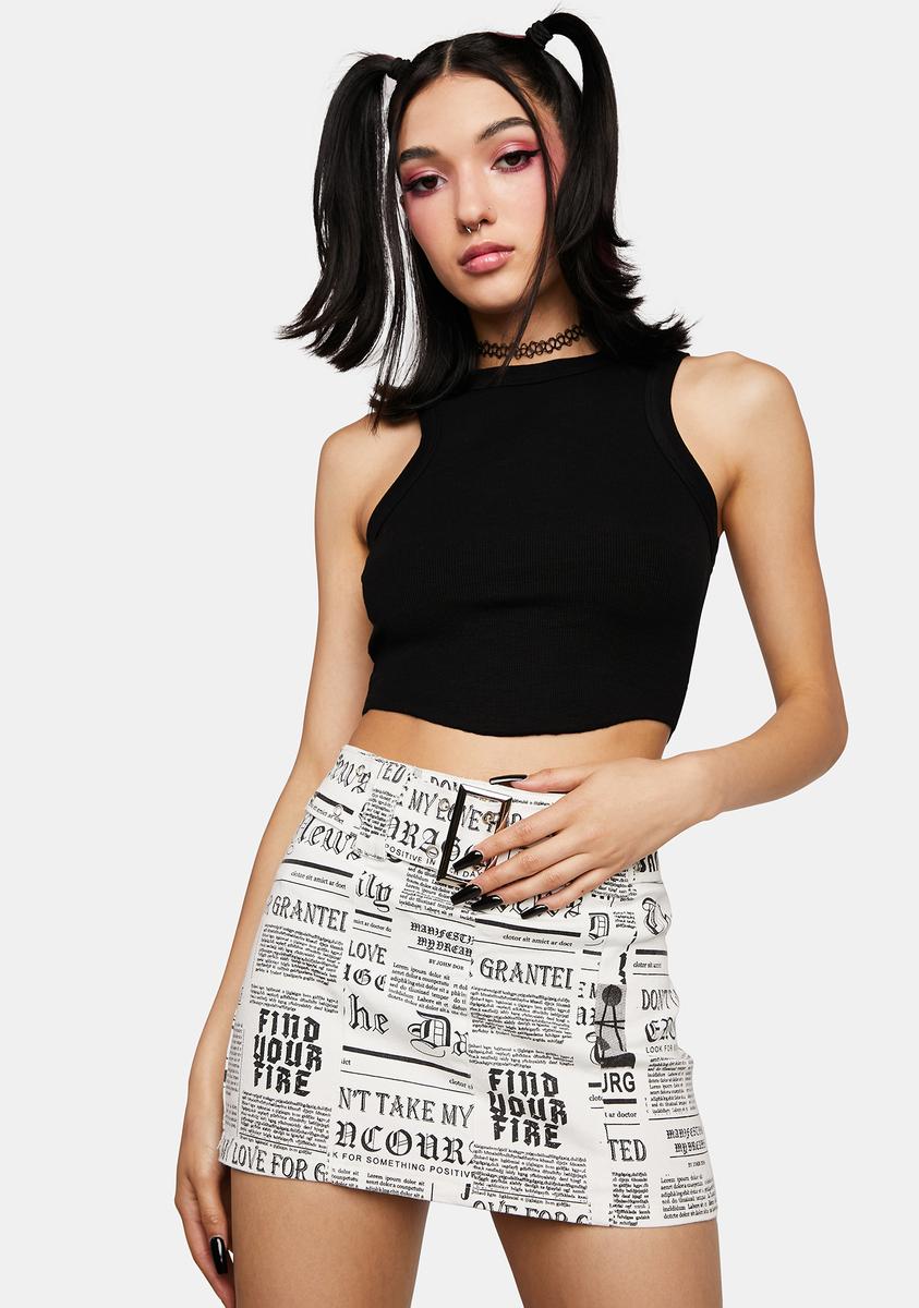 Edikted Low-Rise Newspaper Print Belted Mini Skirt - Multi