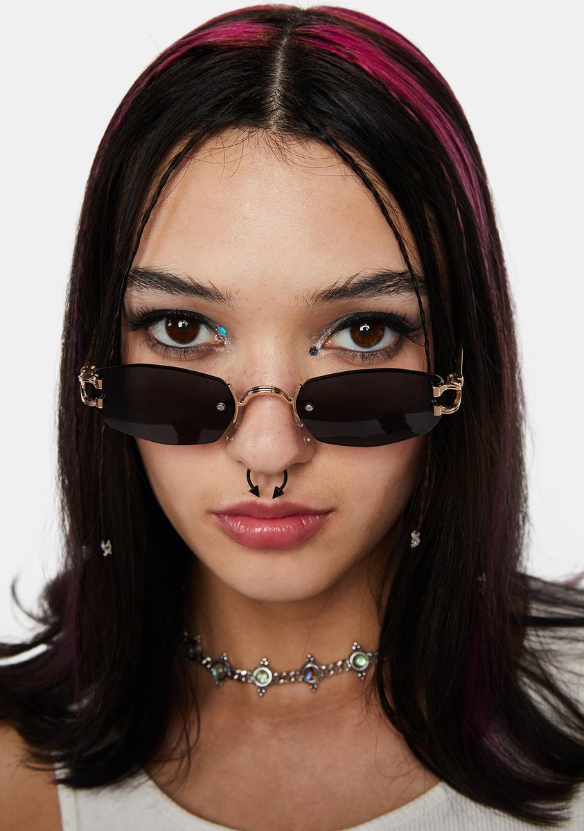 Oval Double Pronged Sunglasses - Black – Dolls Kill