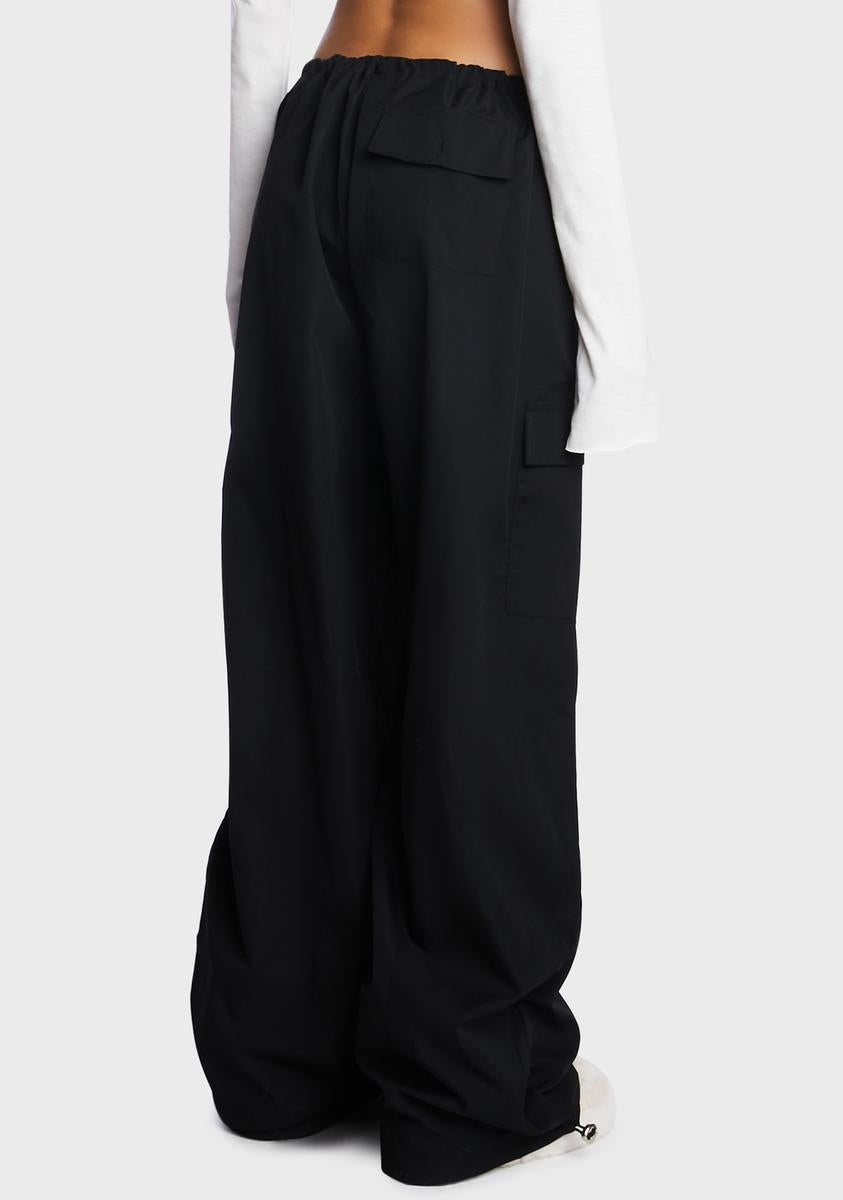 Baggy Drawstring Cargo Pants Black Dolls Kill