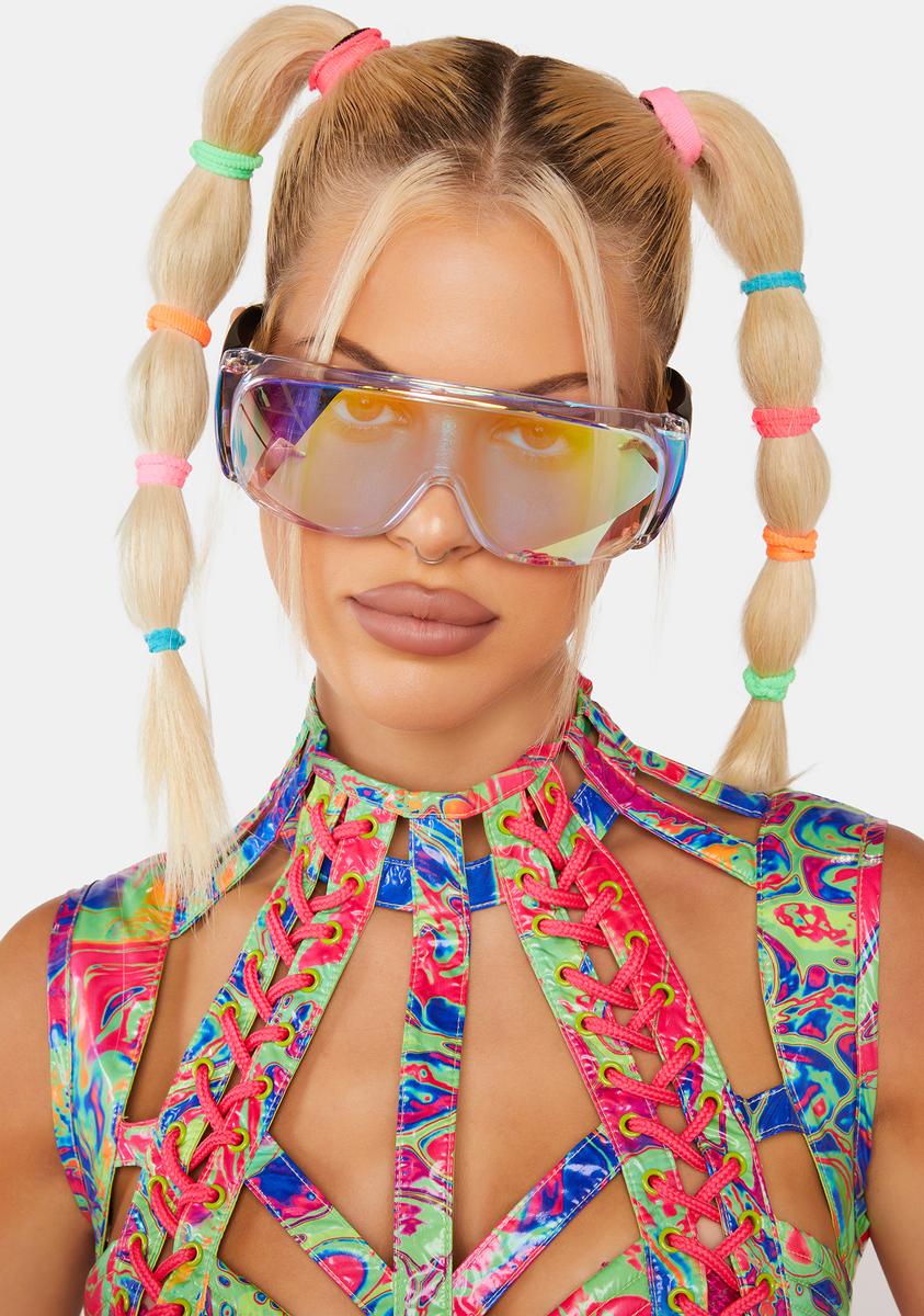 Yellow Electric Feel Iridescent Sunglasses Good Times Eyewear,New Products : American Fashion Style Bags On Sale