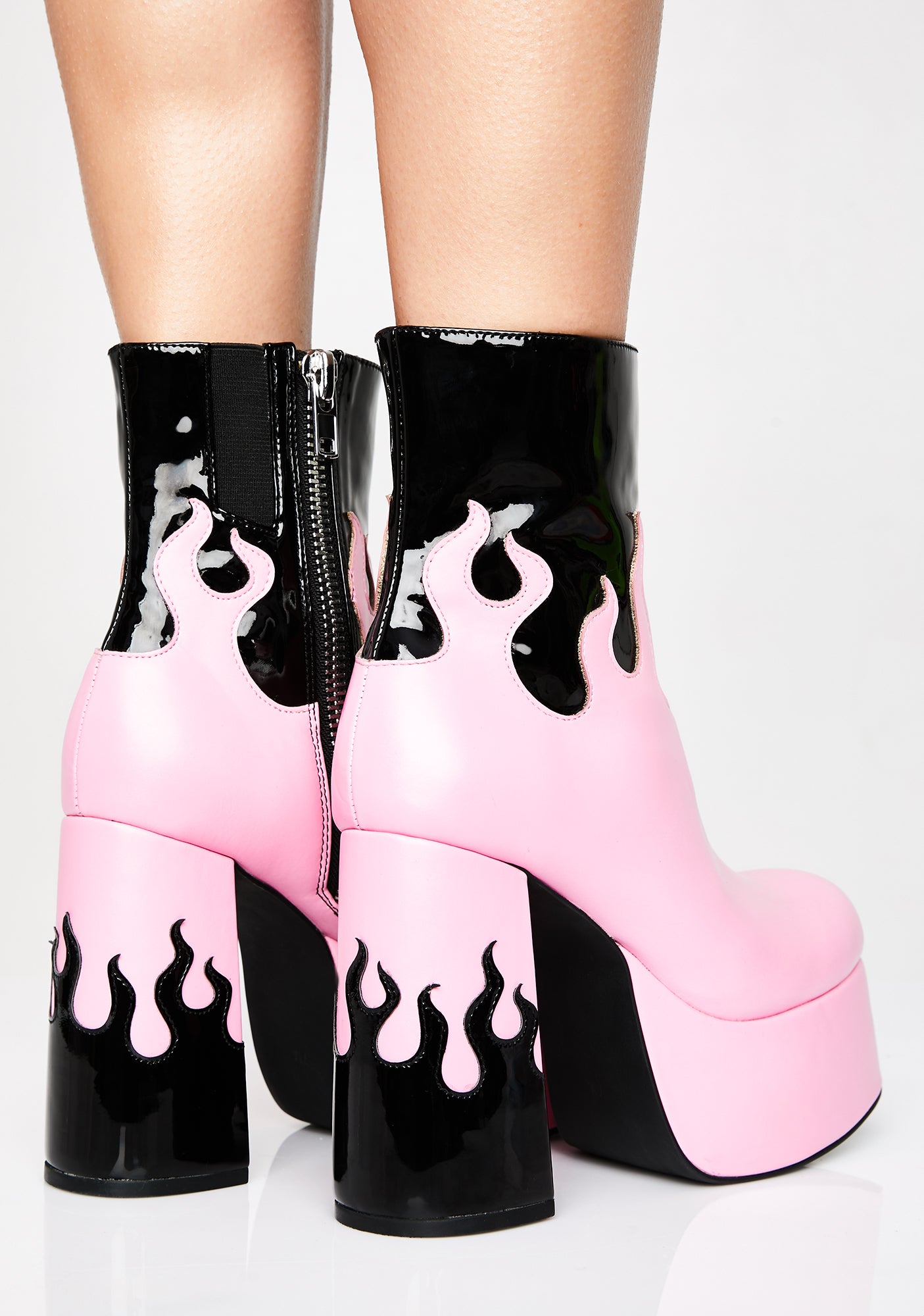 Sugar Thrillz Pink Flame Platform Boots Dolls Kill