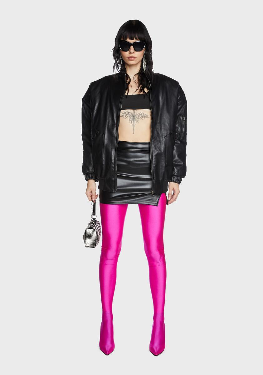 Oui Black Vegan Leather Skirt 71984 1311699