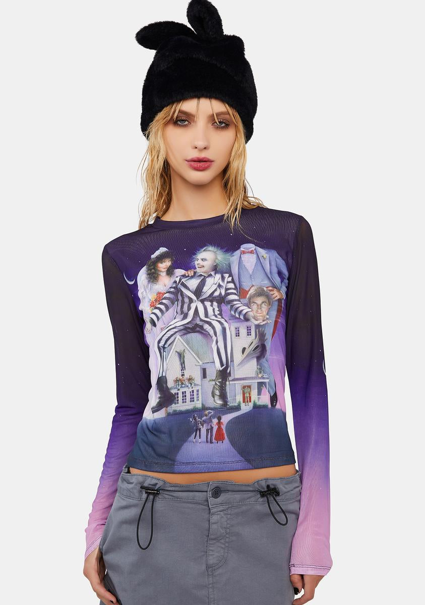 Horror Hijinks Mesh Tee Dolls Kill X Beetlejuice,Specials : American Fashion Style Bags On Sale