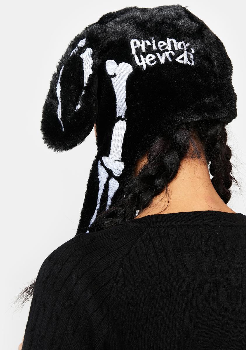 Friends4evr Faux Fur Skeleton Bunny Floppy Hat- Black/White  display picture 2