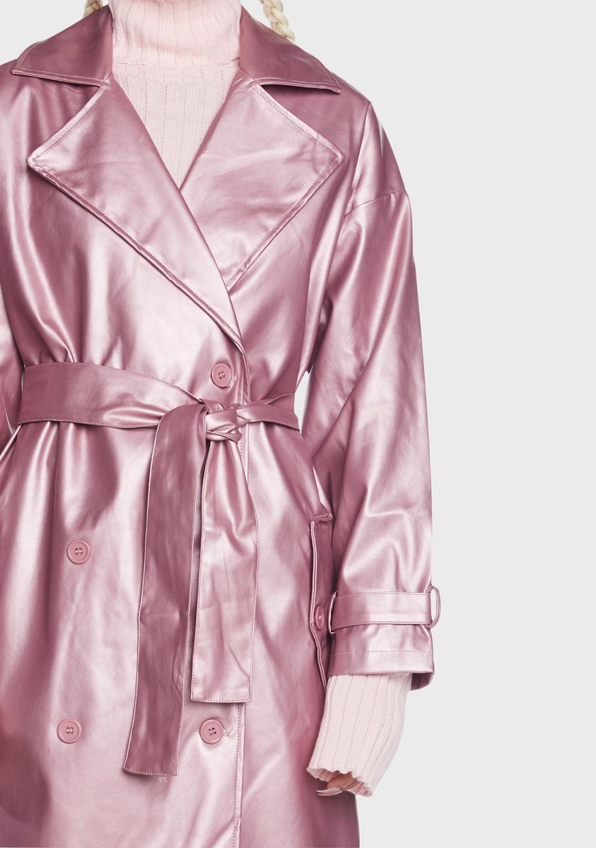 Daisy Street Metallic Trench Coat Pink Dolls Kill