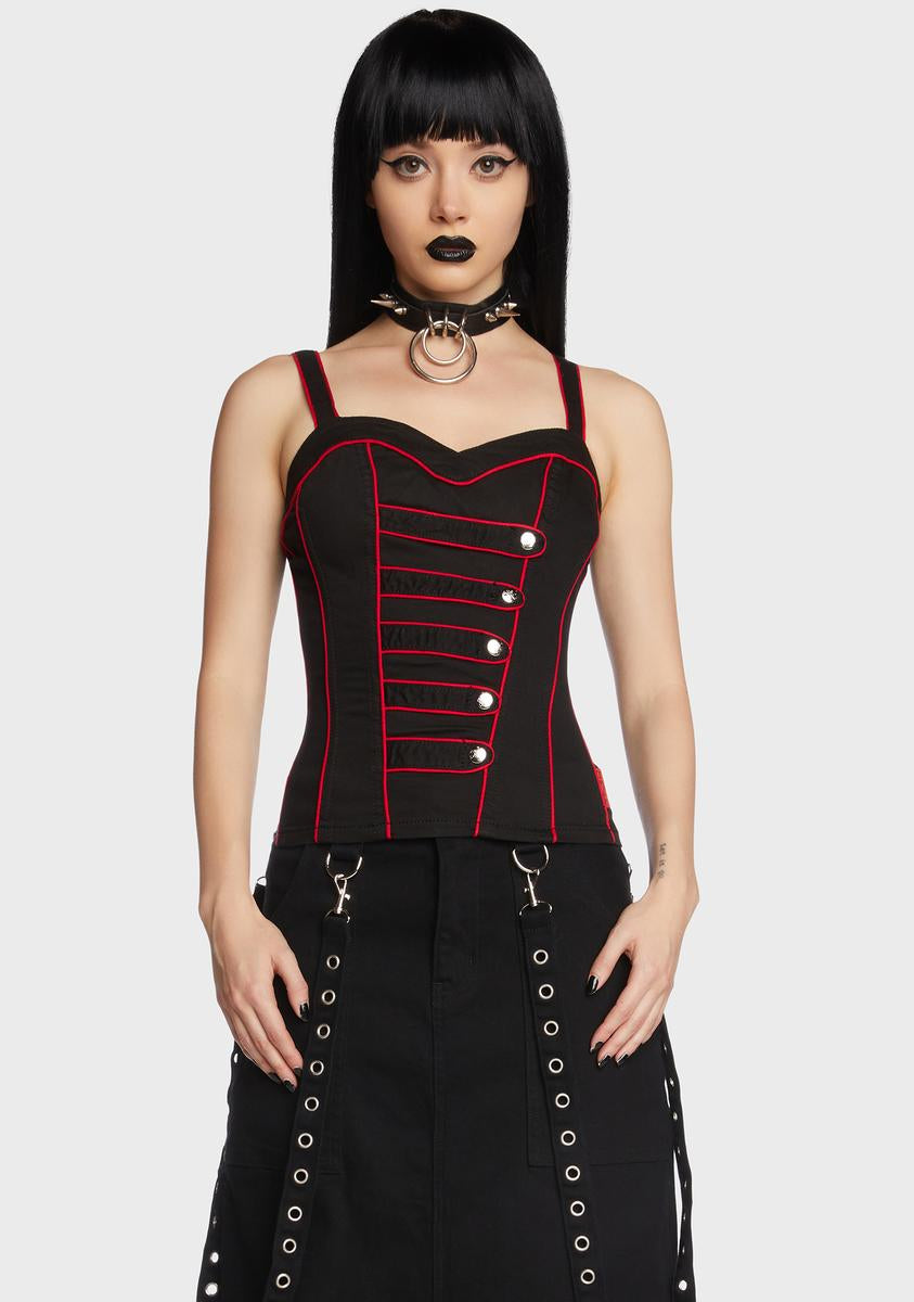 Tripp NYC Contrast Colored Corset Top - Black/Red – Dolls Kill