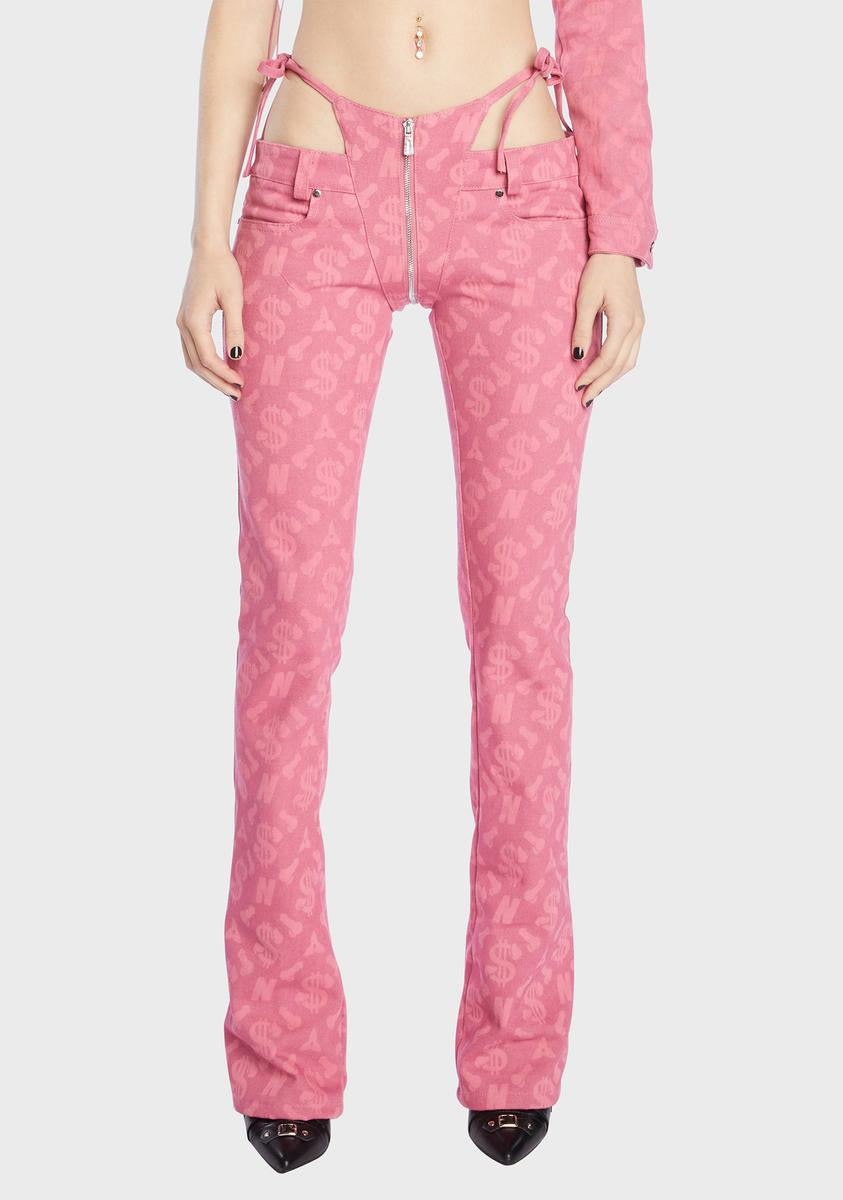 Pink Monogram Denim Thong Pants Namilia,New Products : American Fashion Style Bags On Sale