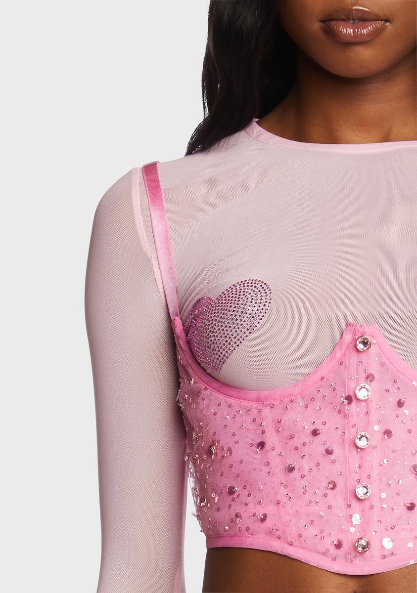 Sugar Thrillz Pearl Sequin Underbust Corset - Pink – Dolls Kill