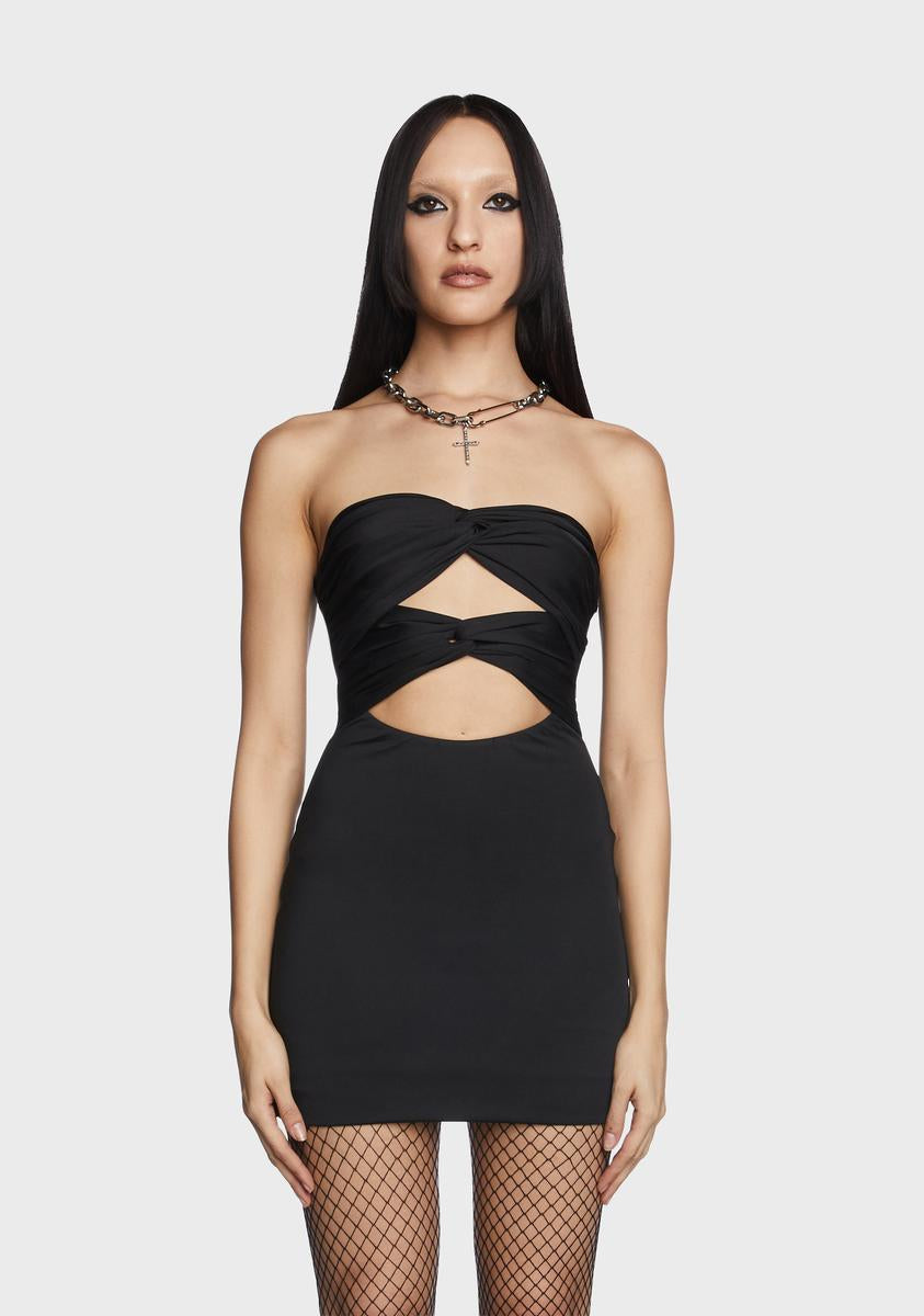 Cut Out Tie Front Tube Mini Dress