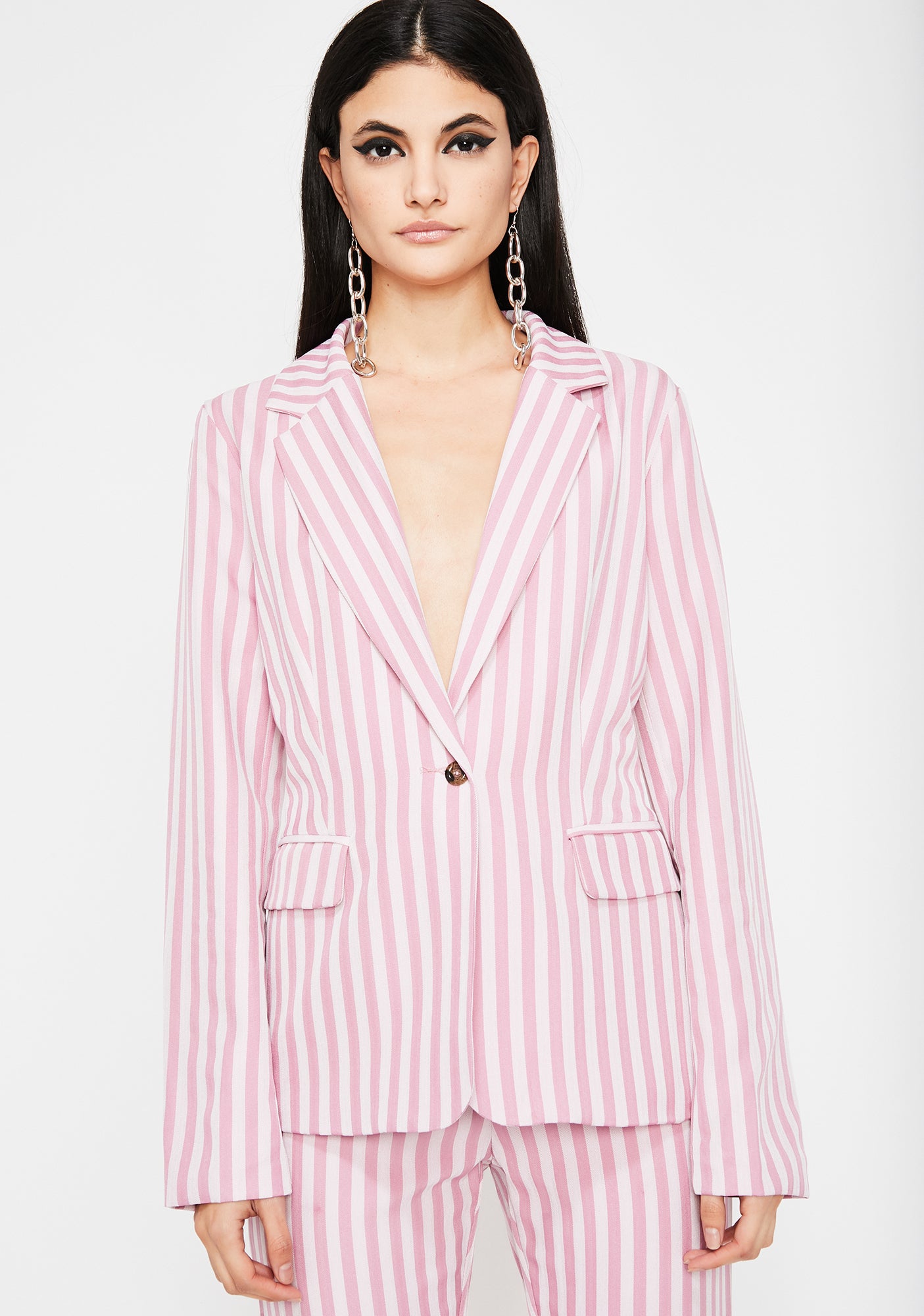 Stripe Plunging Blazer – Dolls Kill