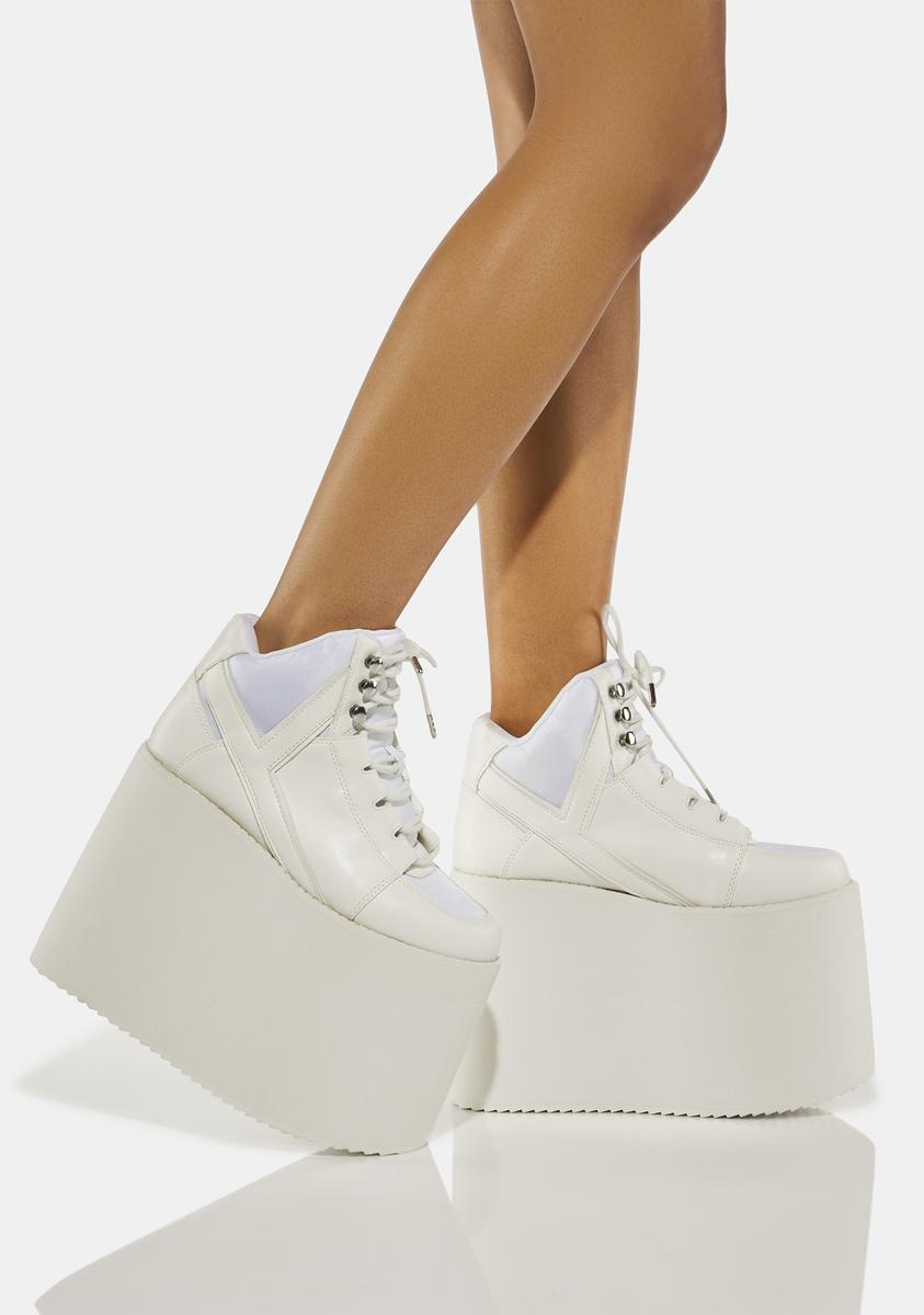 YRU Qozmo Sky Hi Platform Sneakers - White#N##N# â Dolls Kill