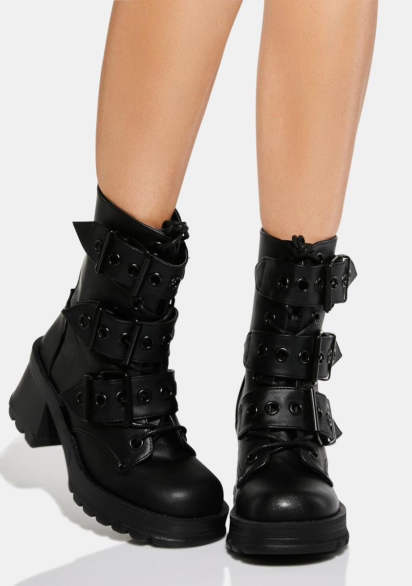 Bratty-118 Buckle Boots