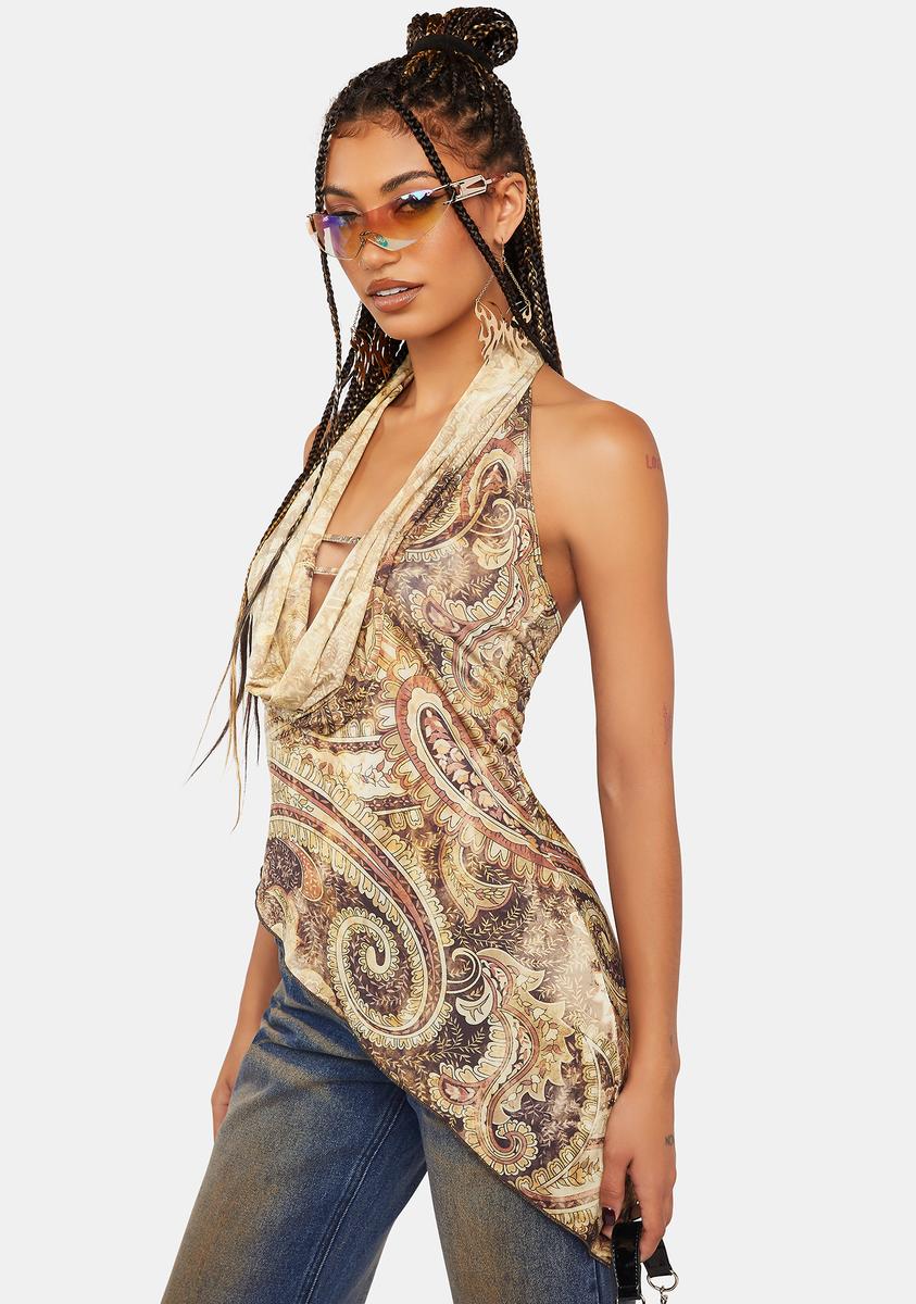 Jaded London Paisley Asymmetric Top - Multi – Dolls Kill
