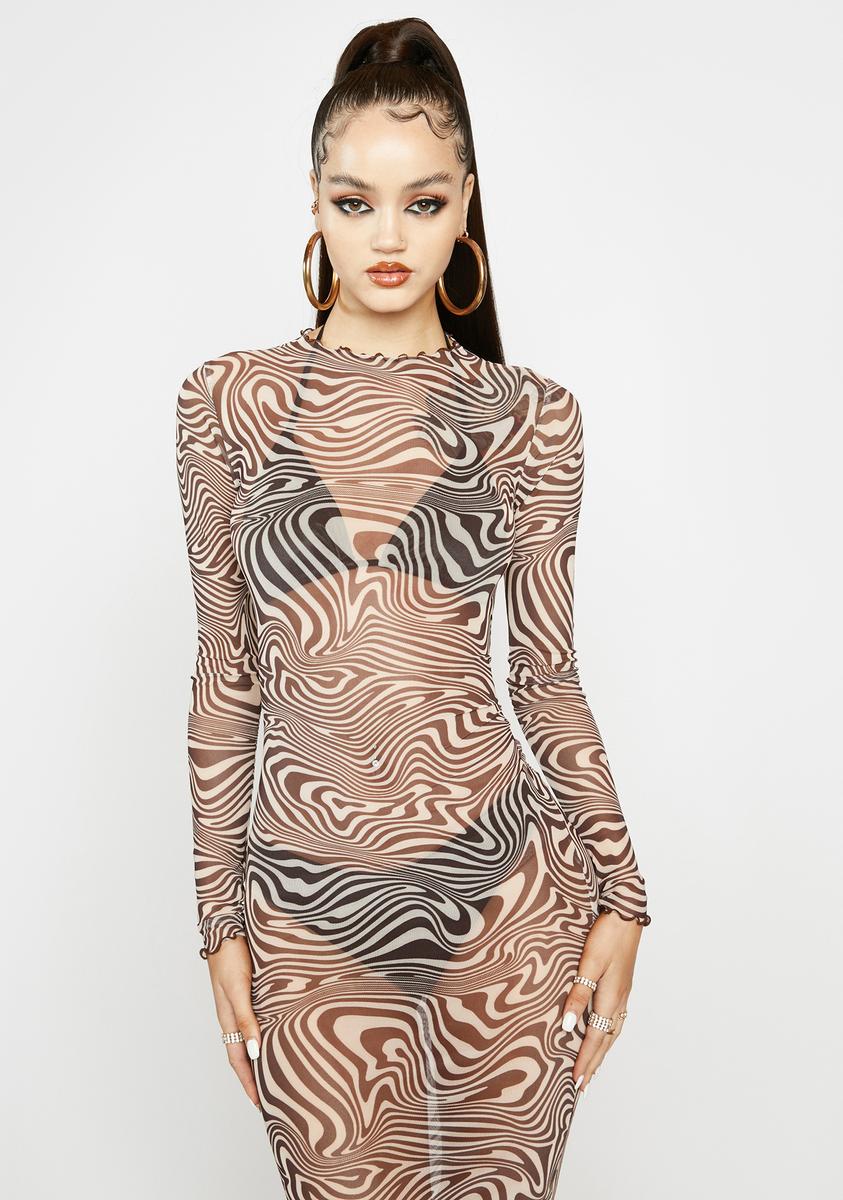 Mocha Surreal Sass Mesh Maxi Dress,New Products : American Fashion Style Bags On Sale