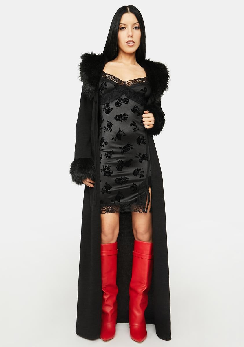 Motel Black Rose Flock Coti Dress – Dolls Kill