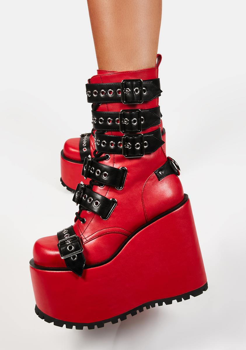 Current Mood Vegan Leather Platform Boots - Black – Dolls Kill