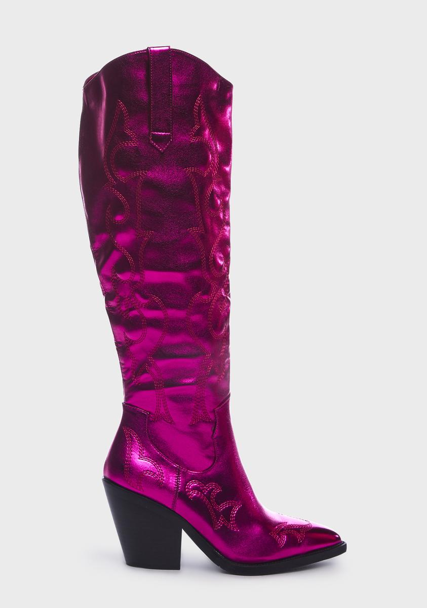 Pink Metallic Mimi Cowboy Boots AZALEA WANG,New Products : American Fashion Style Bags On Sale Pink Metallic Mimi Cowboy Boots AZALEA WANG,New Products : American Fashion Style Bags On Sale