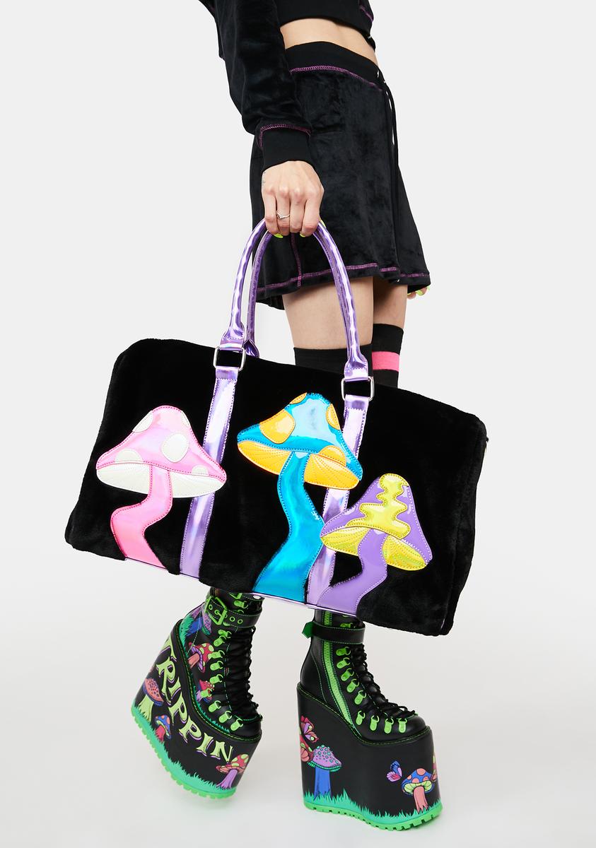 Current Mood Holographic Mushroom Faux Fur Weekender Bag  display picture 2