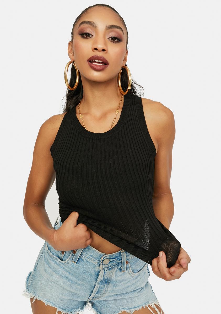 Criss Cross Back Tank Top - Black – Dolls Kill