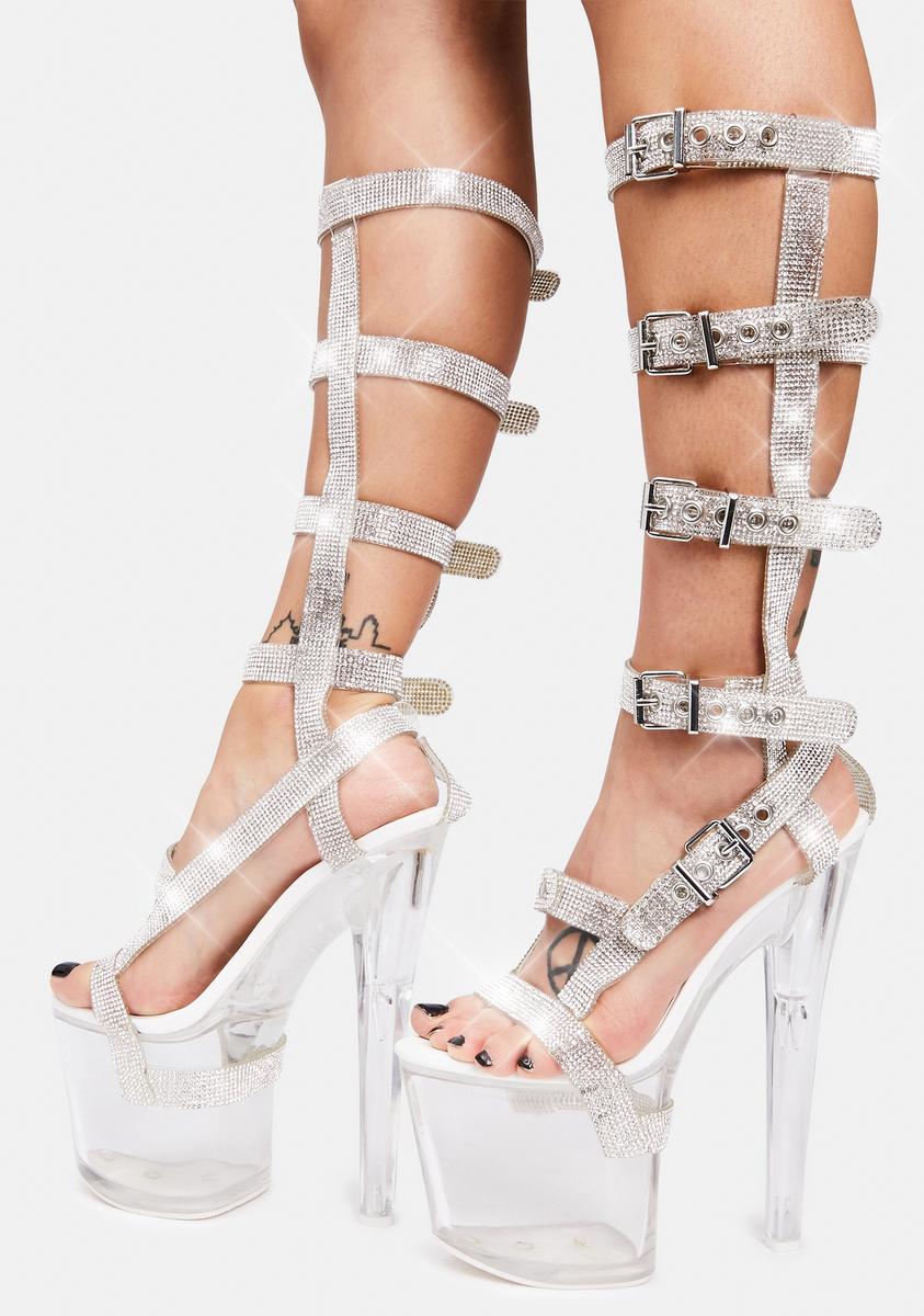 X HI Qrystal Clear Rhinestone Platform Heels XTRA by YRU,Specials : American Fashion Style Bags On Sale
