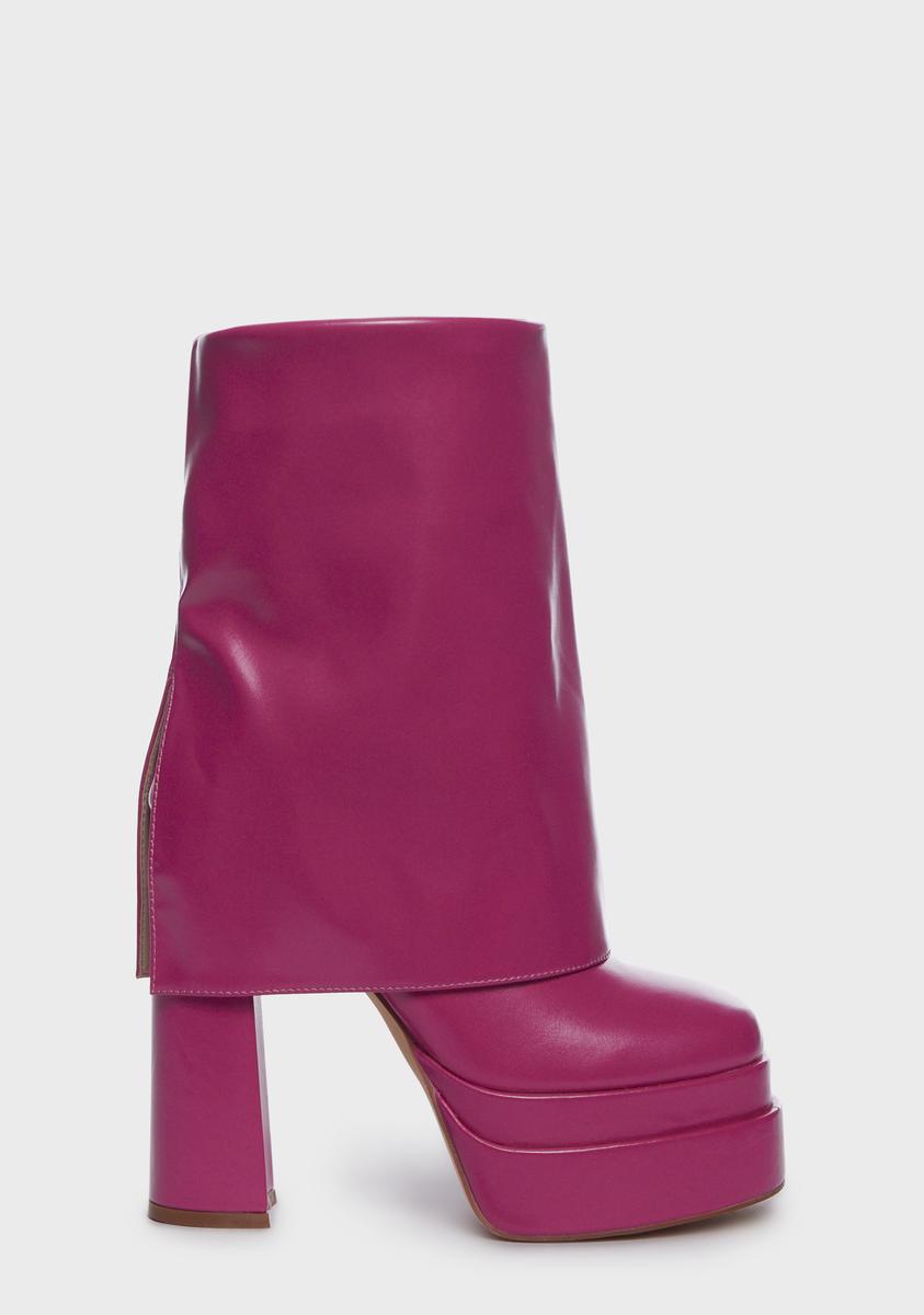 Fuchsia Baby Platform Boots AZALEA WANG,New Products : American Fashion Style Bags On Sale