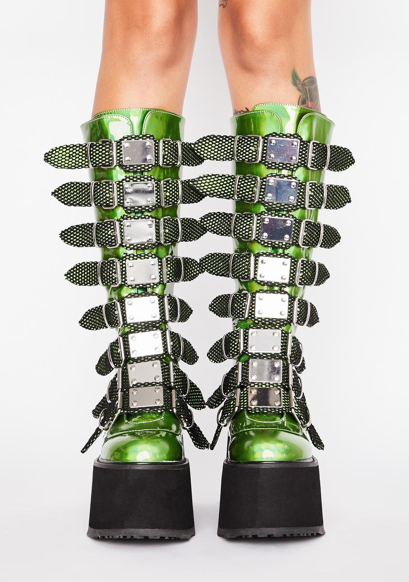 Lime green platform boots hotsell