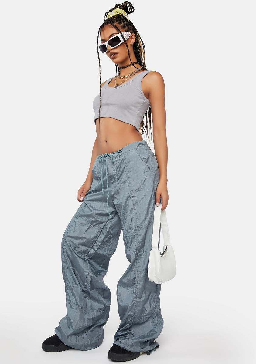 Motel Parachute Cargo Pants Gray/Silver Dolls Kill