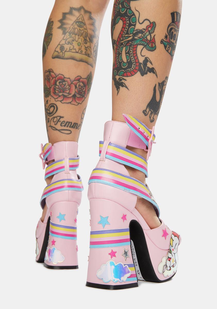 Dolls Kill x tokidoki Stellina Rainbow Platform Sandals Pink