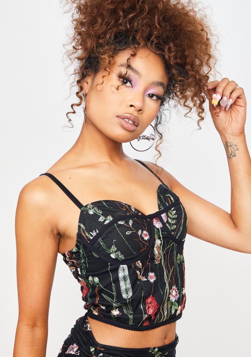 Horosocopez Sagittarius Embroidered Floral Bustier Top