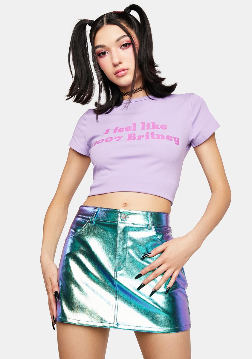 Metallic Faux Leather Skirt