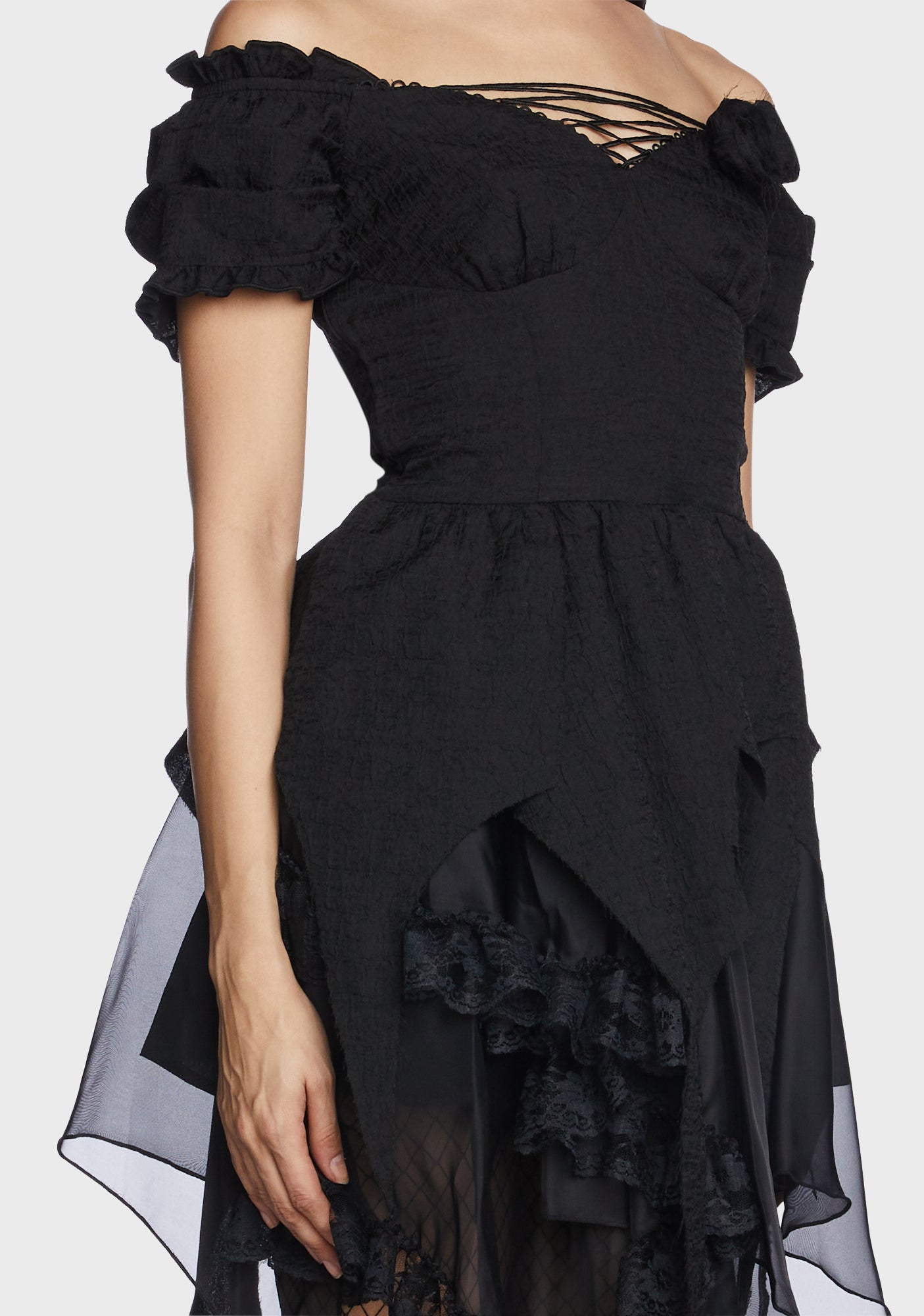 Laure Black Heart Off-shoulder Mini Dress