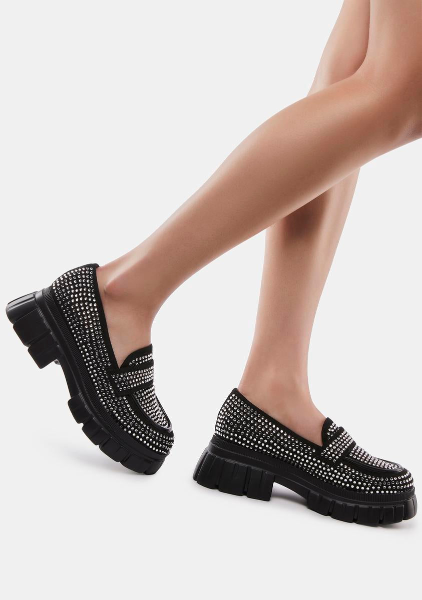 Studded Platform Oxford Loafers - Black â Dolls Kill