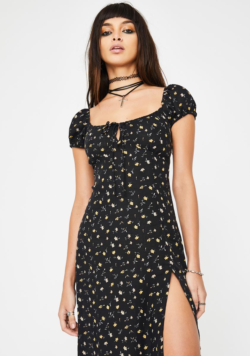 Motel Black Milla Midi Dress – Dolls Kill