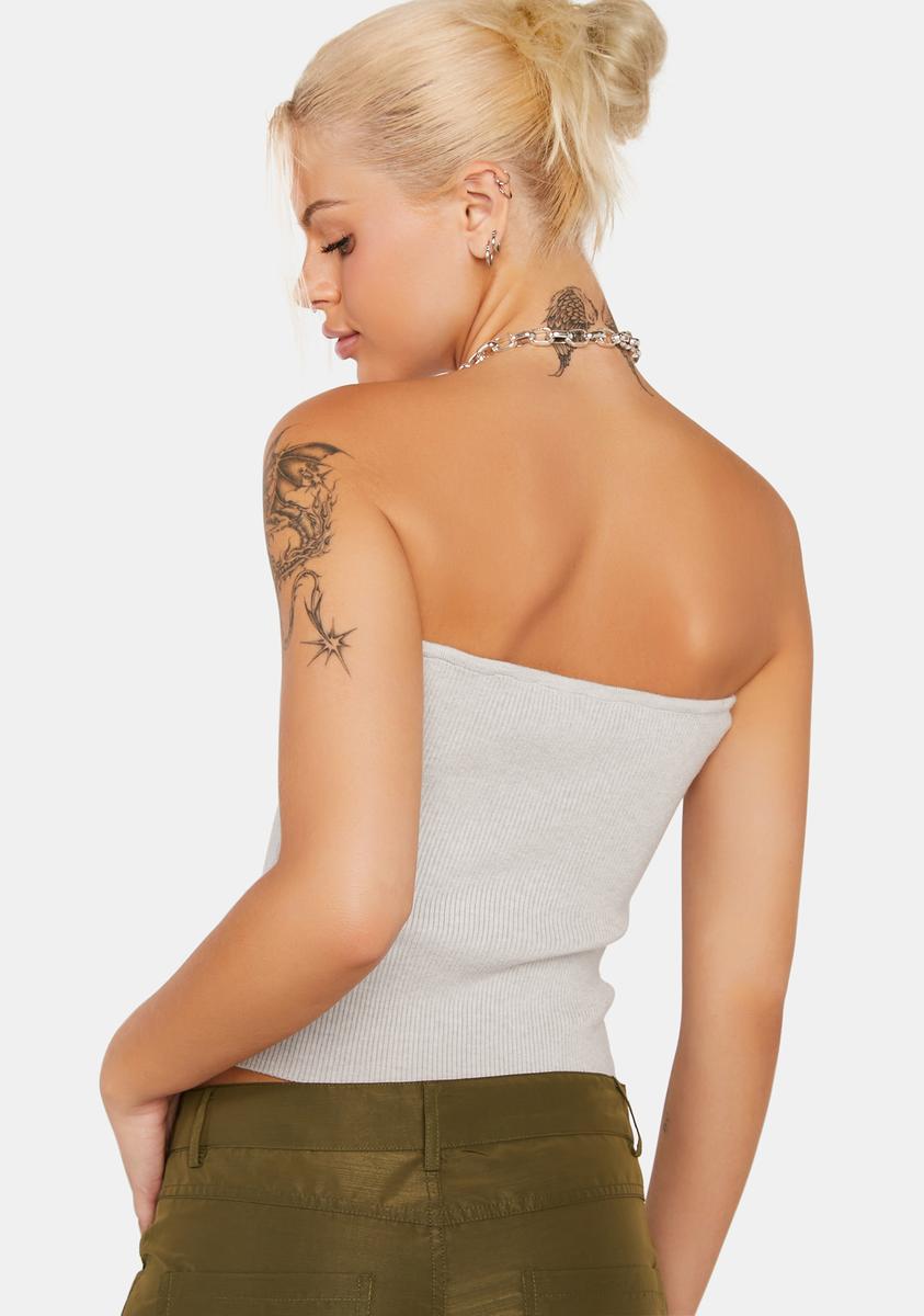Lioness Ribbed Knit Tube Top - Spanish Grey – Dolls Kill
