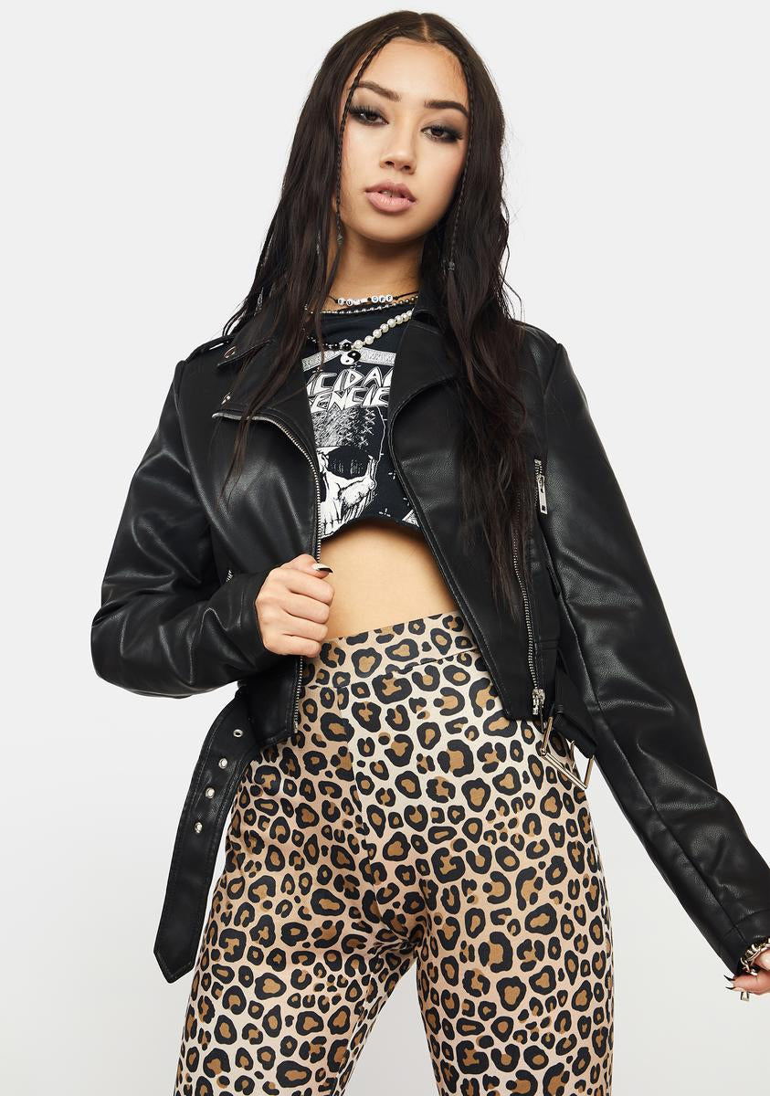 Black PU Moto Jacket Glamorous,All Products : American Fashion Style Bags On Sale