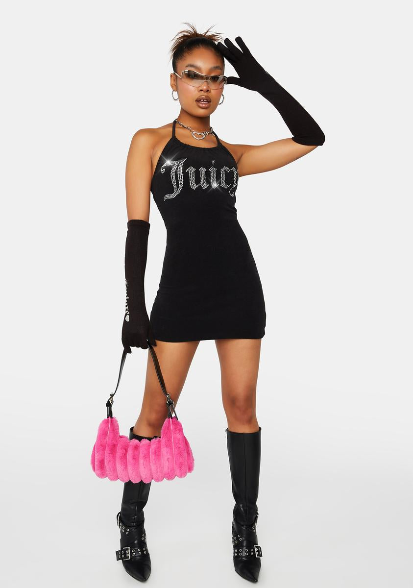 Juicy Couture Black Big Bling Terry Halter Dress Dolls Kill Juicy Couture Black Big Bling Terry Halter Dress Dolls Kill