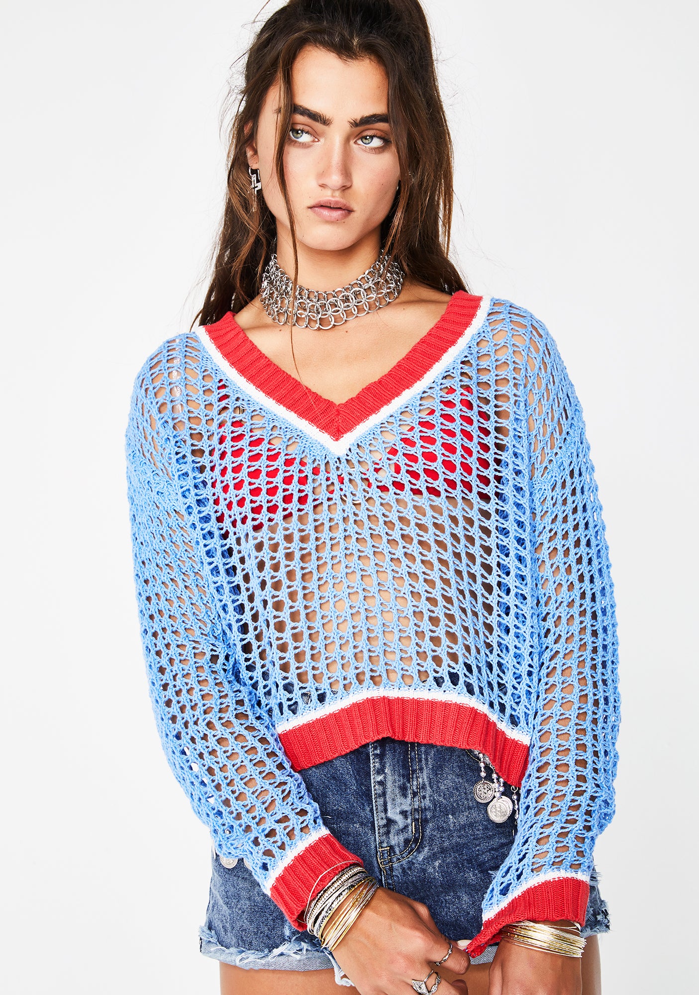 Posh Spice Open Knit Sweater – Dolls Kill
