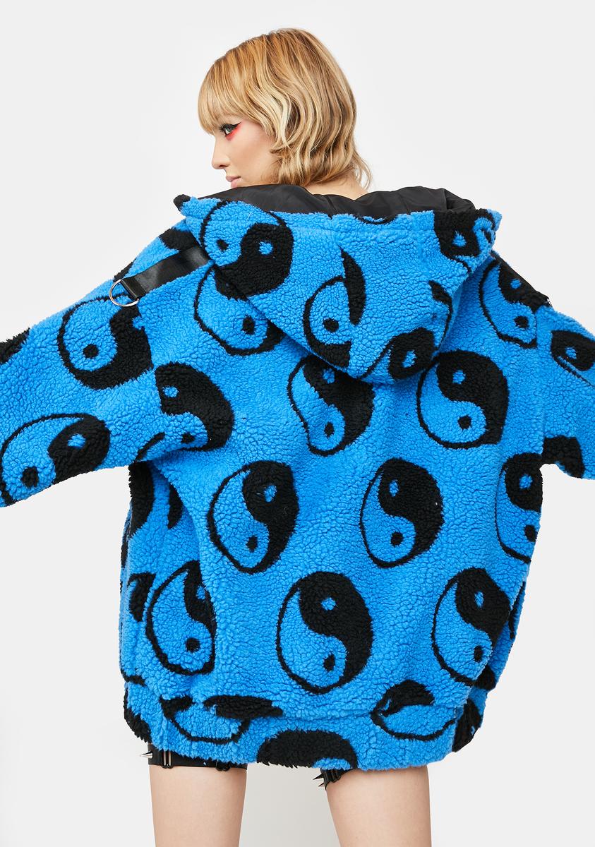 Current Mood Skull Sherpa Jacket - Black dollskil current mood 