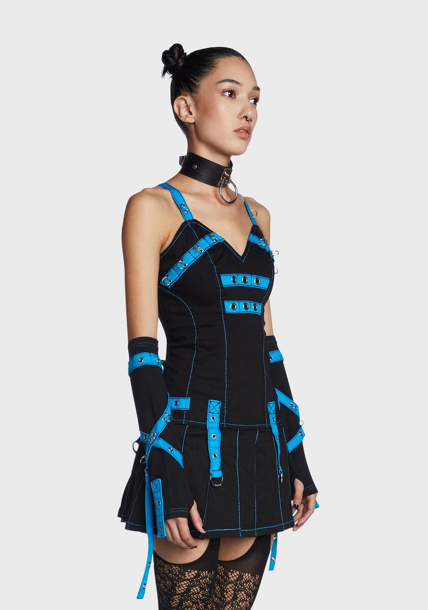 Black/Blue Multi Eyelet Arm Warmers Tripp NYC,All Products : American Fashion Style Bags On Sale