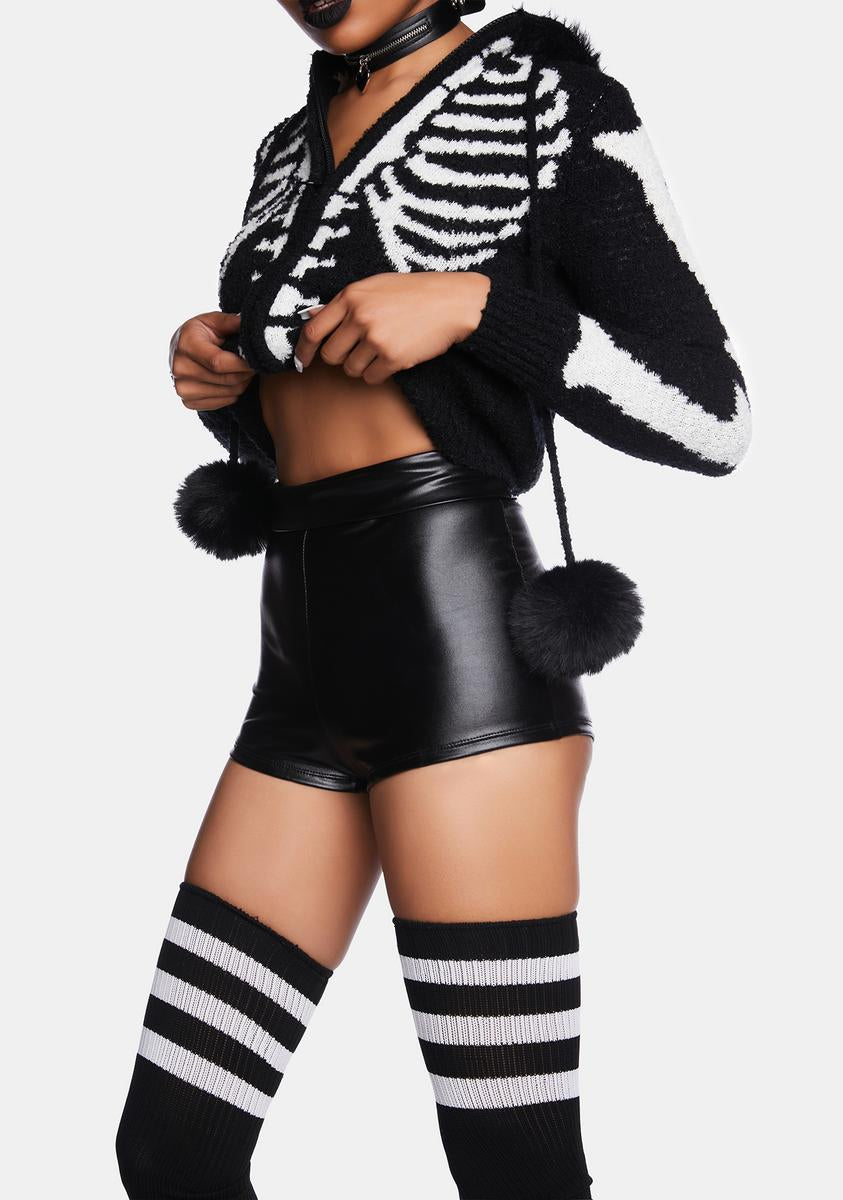High Waisted Vegan Leather Booty Shorts - Black – Dolls Kill