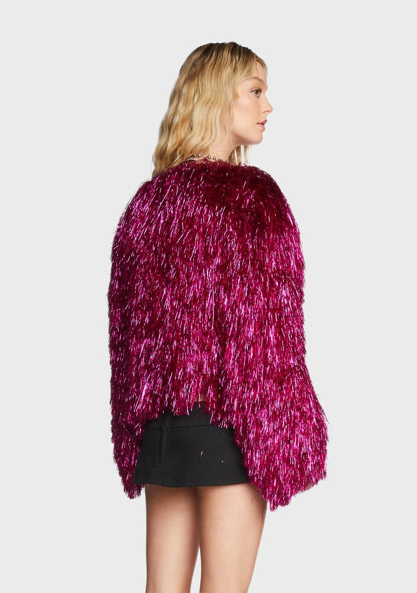 Azalea Wang Tinsel Fringe Statement Jacket PinkNN Dolls Kill